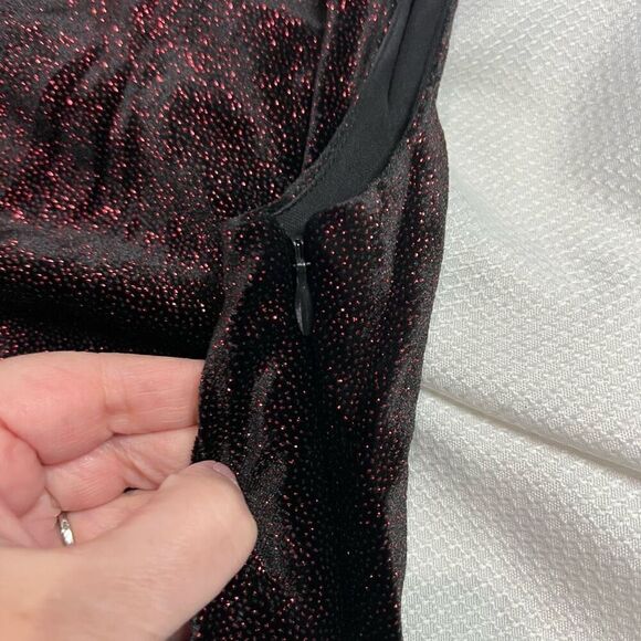 JH Evenings Black Shimmering Red Scoop Neck Sleeveless Dress Sz‎ 12P Women’s - Picture 7 of 10